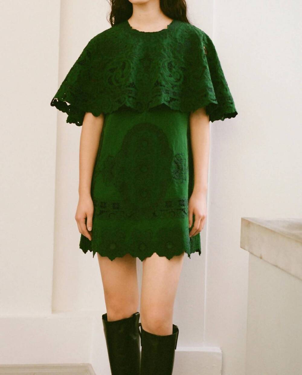 NEW SEA ceci mini dress in green